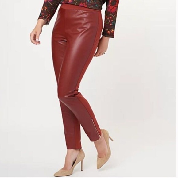 J Jason Wu Petite Stretch Faux Leather Pull On Pant With Side Zippers Size XSP - Picture 1 of 11
